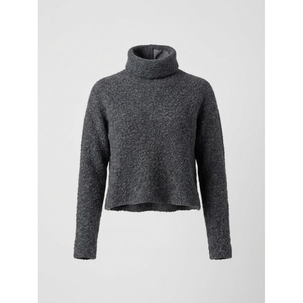 Madewell Gray Bouclé Minimalist Turtleneck Sweater Wool Alpaca Blend Charcoal S